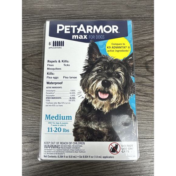 PetArmor Max for‎ Dogs Tick And Flea Protection- MEDIUM 11-20 Lbs/ 6 Months - Picture 1 of 4
